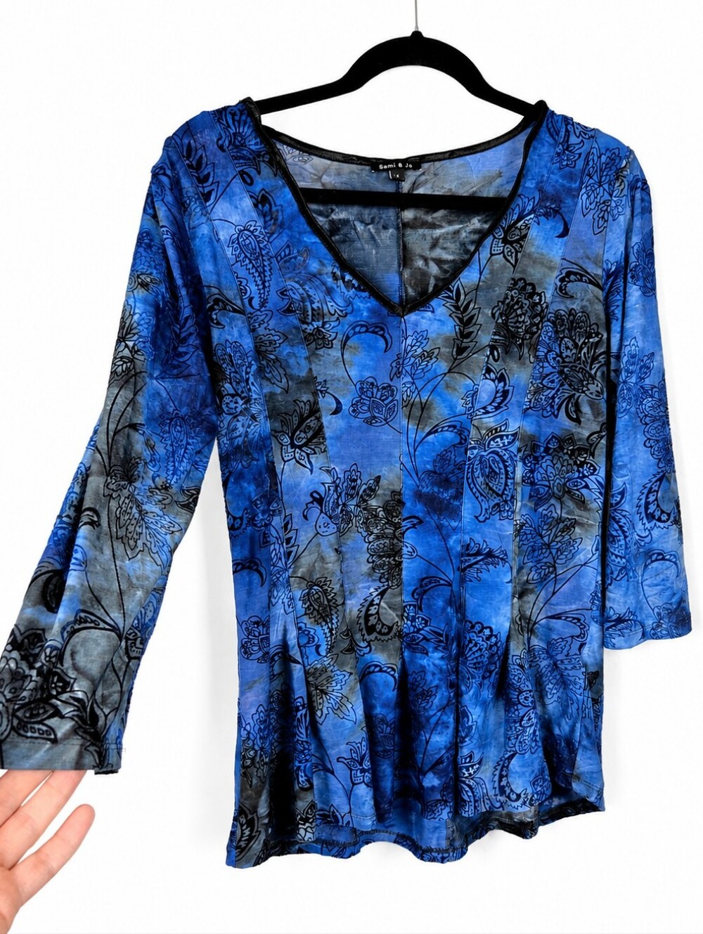 Sami & Jo Blue Paisley Tunic M Y2K Whimsigoth Fairy Grunge Boho Goth Floral